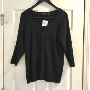 NEW-Ladies 3/4 Sleeve Button Front Sweater-Size 2x